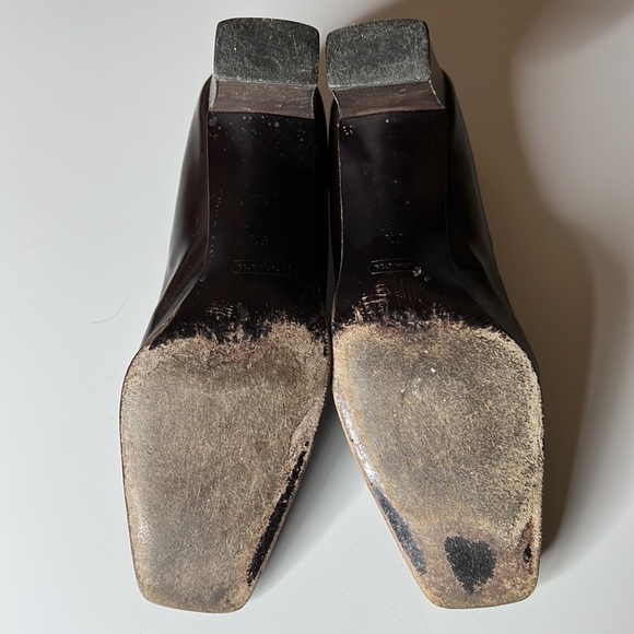 Coach All Leather Brown Made in Italy Pumps Square Toe Size 6.5B - Picture 7 of 13
